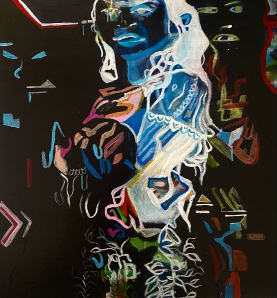 Crowd 10x10 Acrylic on Wood Painting by Sirena Pearl